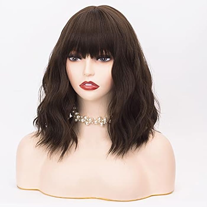 DILLARDS Tsnomore Dark Brown Wig With Bangs Shoulder-Length Wig For Women Halloween Costume Praty Cosplay Wig (Color-2) - Image 4